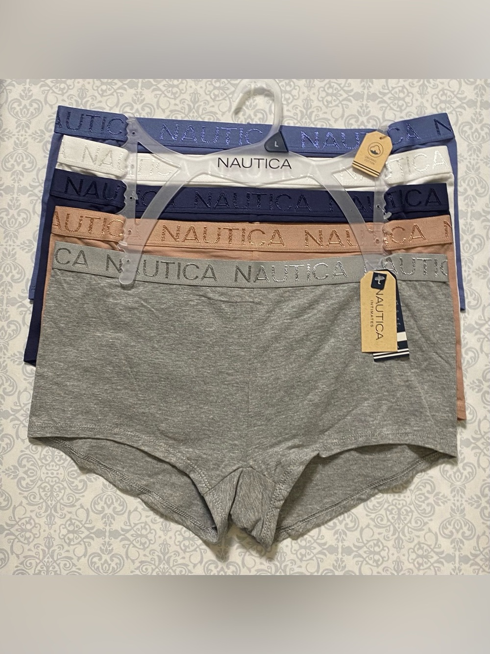 NWT Nautica Intimates Organic Cotton Boy-Short Panties, 5-Pack